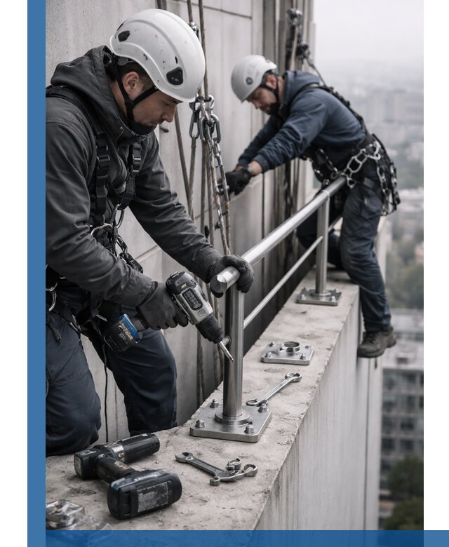 Монтаж перил на высоте в Гукове для жилых и промобъектов