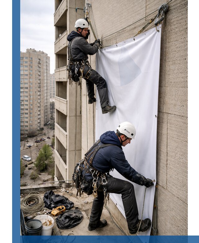 Профессиональный монтаж баннеров на фасаде в Гукове
