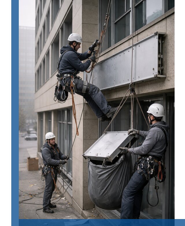 Демонтаж рекламной вывески с высотными работами в Гукове