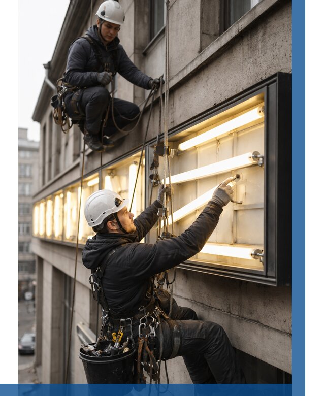 Замена ламп в вывеске в Гукове под ключ от 3593 р. | ВЫСОТНИК-Гкв