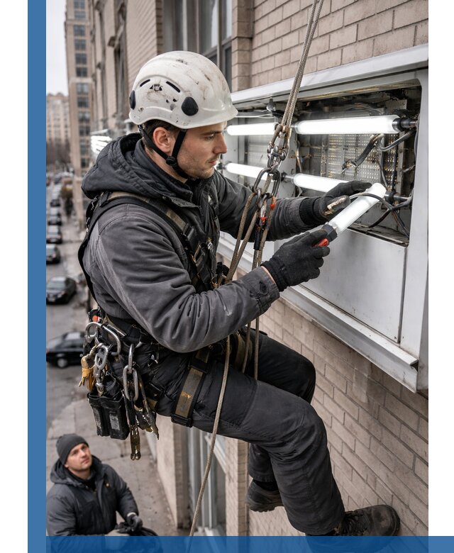 Профессиональная замена ламп в наружной вывеске в Гукове