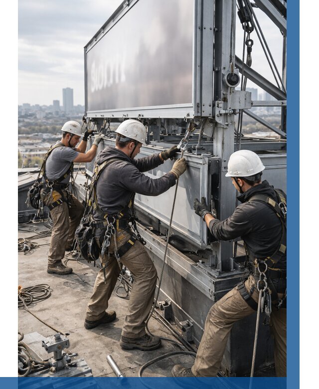 Монтаж крышной рекламной конструкции в Гукове от 61596 р.|ВЫСОТНИК-Гкв