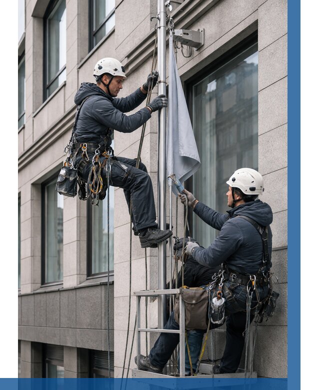 Установка флагов на фасаде в Гукове от 4620 р. | ВЫСОТНИК-Гкв