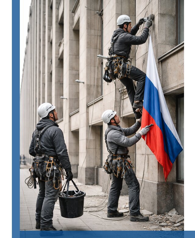 Профессиональная установка флагов на фасаде в Гукове