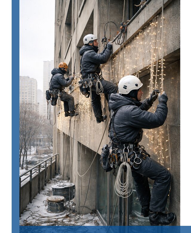 Монтаж новогодней иллюминации и украшение фасадов в Гукове