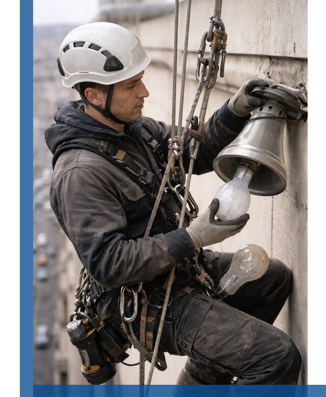 Замена ламп на высоте в Гукове профессионально и быстро