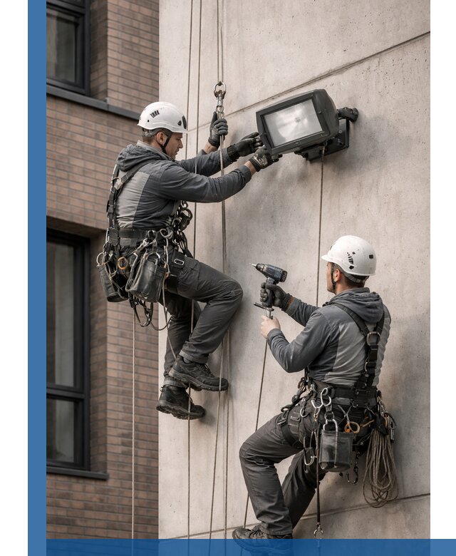 Профессиональный монтаж фасадных прожекторов в Гукове под ключ