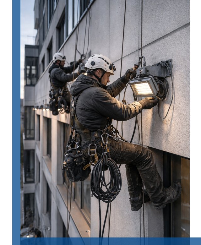 Монтаж фасадного освещения в Гукове установка и подключение