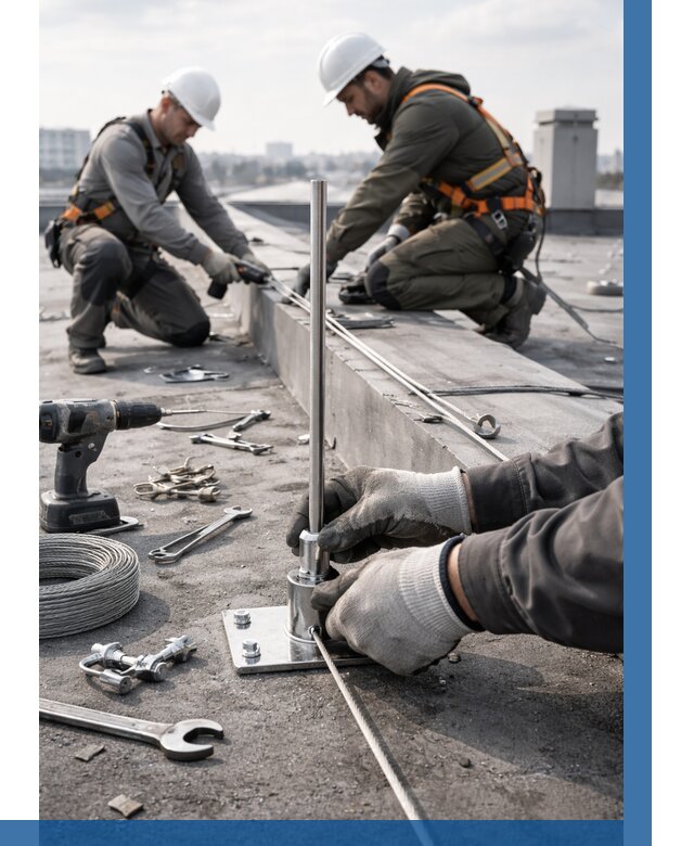 Монтаж молниезащиты на кровле в Гукове цена от 25665 р. | ВЫСОТНИК-Гкв