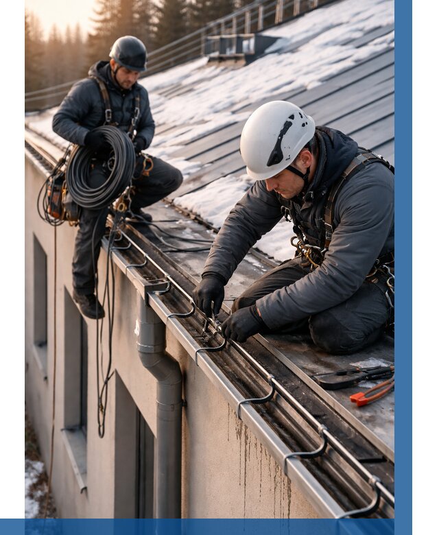Монтаж греющего кабеля на кровле в Гукове от 462 р. | ВЫСОТНИК-Гкв