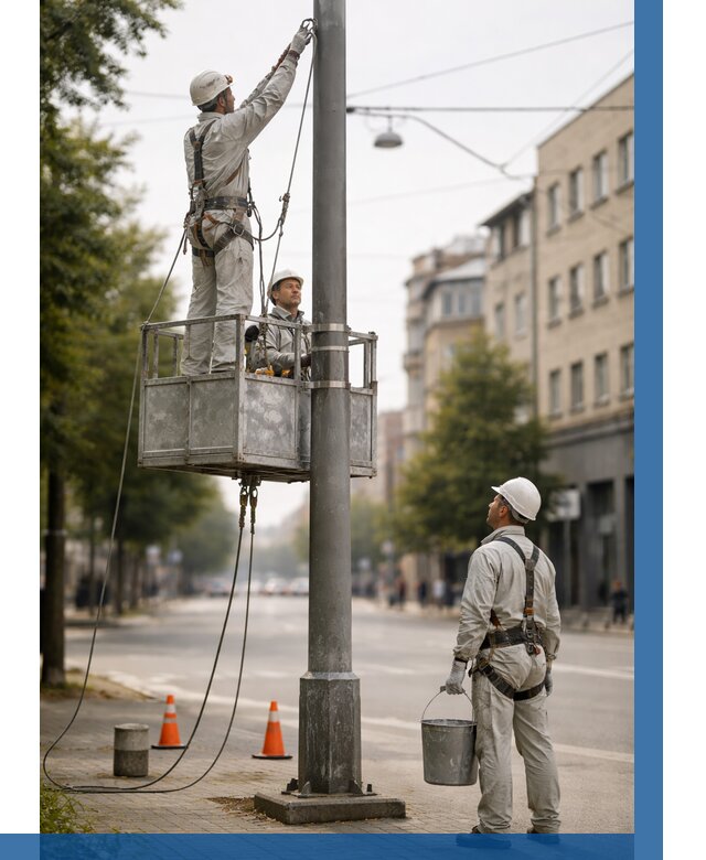 Покраска опор освещения в Гукове от 5133 р. | ВЫСОТНИК-Гкв