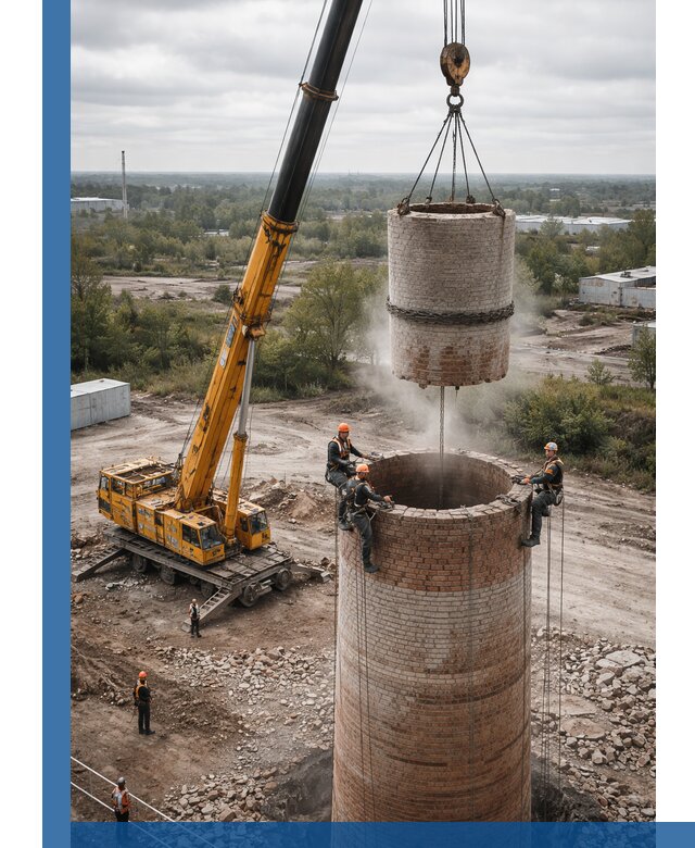 Демонтаж дымовой трубы в Гукове с гарантиями безопасности