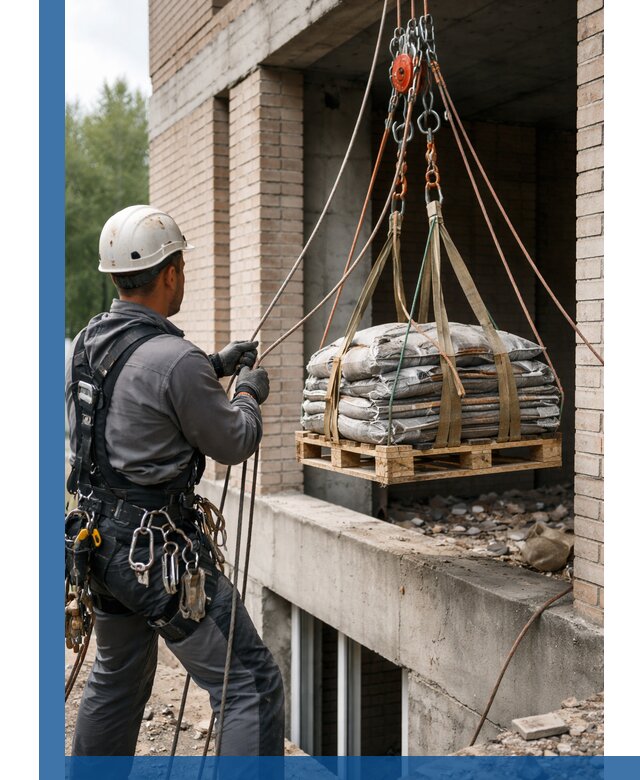 Подъем материалов на этаж веревками в Гукове оперативно