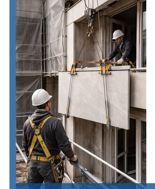 Подъем керамогранита на этаж в Гукове грузчиками и техникой