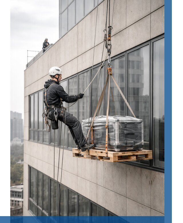 Спуск груза по фасаду в Гукове от 3593 р. | ВЫСОТНИК-Гкв