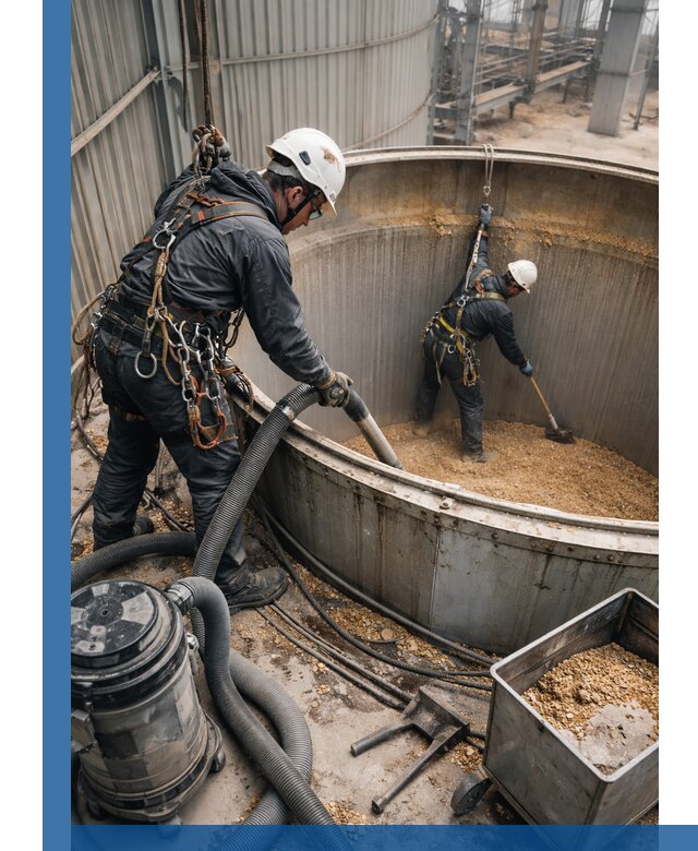 Профессиональная чистка зерновых бункеров в Гукове с выездом