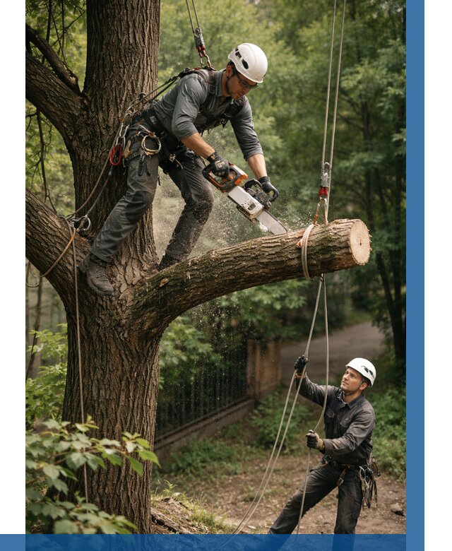 Спил деревьев альпинистами в Гукове от 8213 р. | ВЫСОТНИК-Гкв