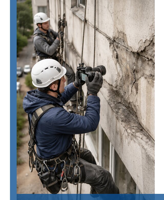 Фотофиксация дефектов фасада с высотной съемкой в Гукове
