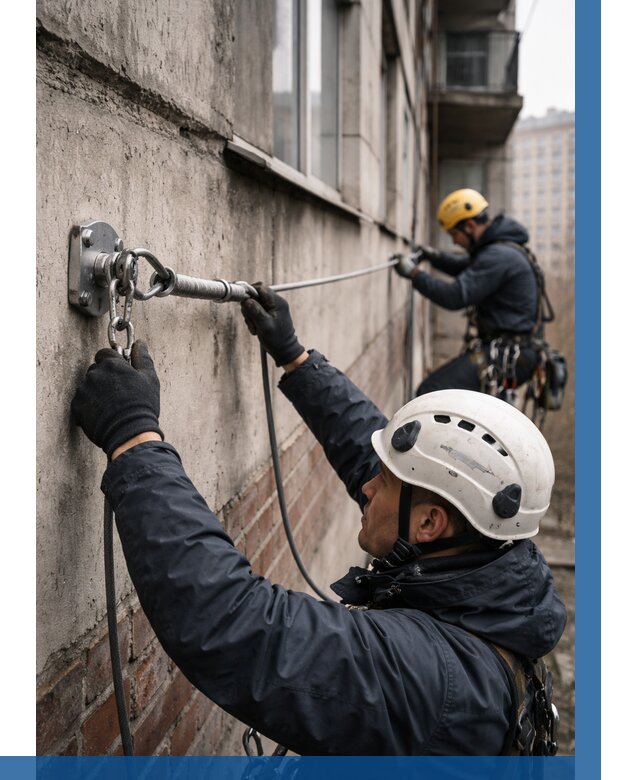 Монтаж анкерных линий в Гукове от 3080 р. | ВЫСОТНИК-Гкв