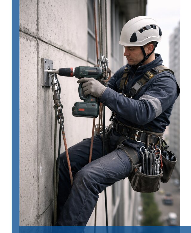 Установка анкерных точек для высотных работ в Гукове